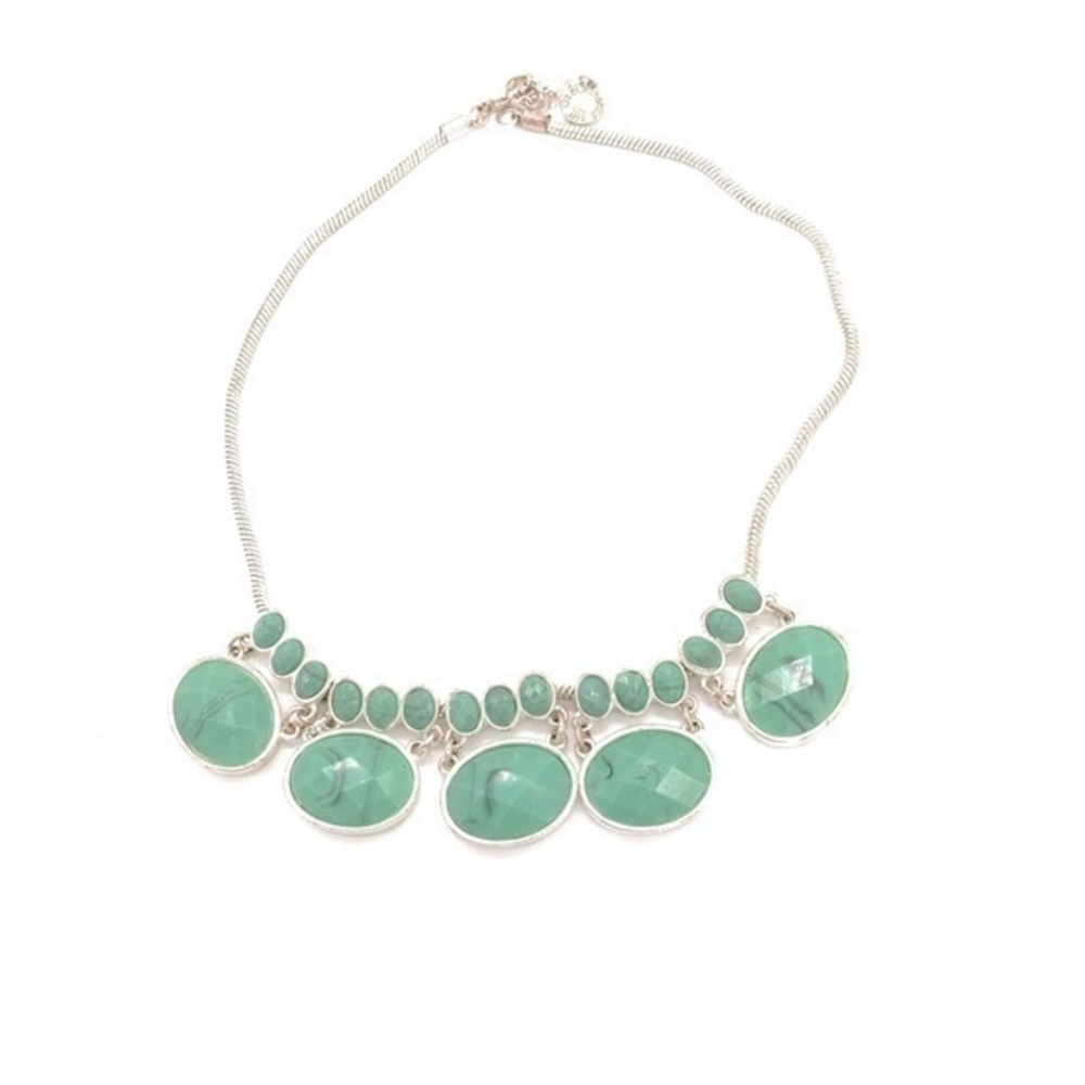 Liz Claiborne‎ beach glam boho silver tone turquoise color necklace